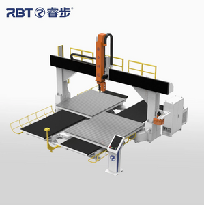 Enrutador CNC de 5 eje aprobado con CE con una doble mesa de trabajo para procesamiento de moho PP/PE/PC/PET/ABS