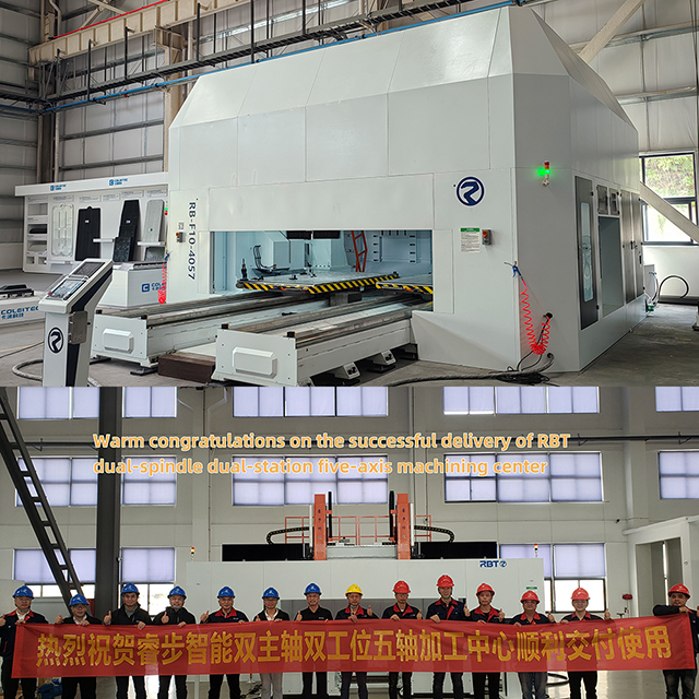 Una máquina de pórtico de ripe en cinco ejes de alta velocidad de doble huso