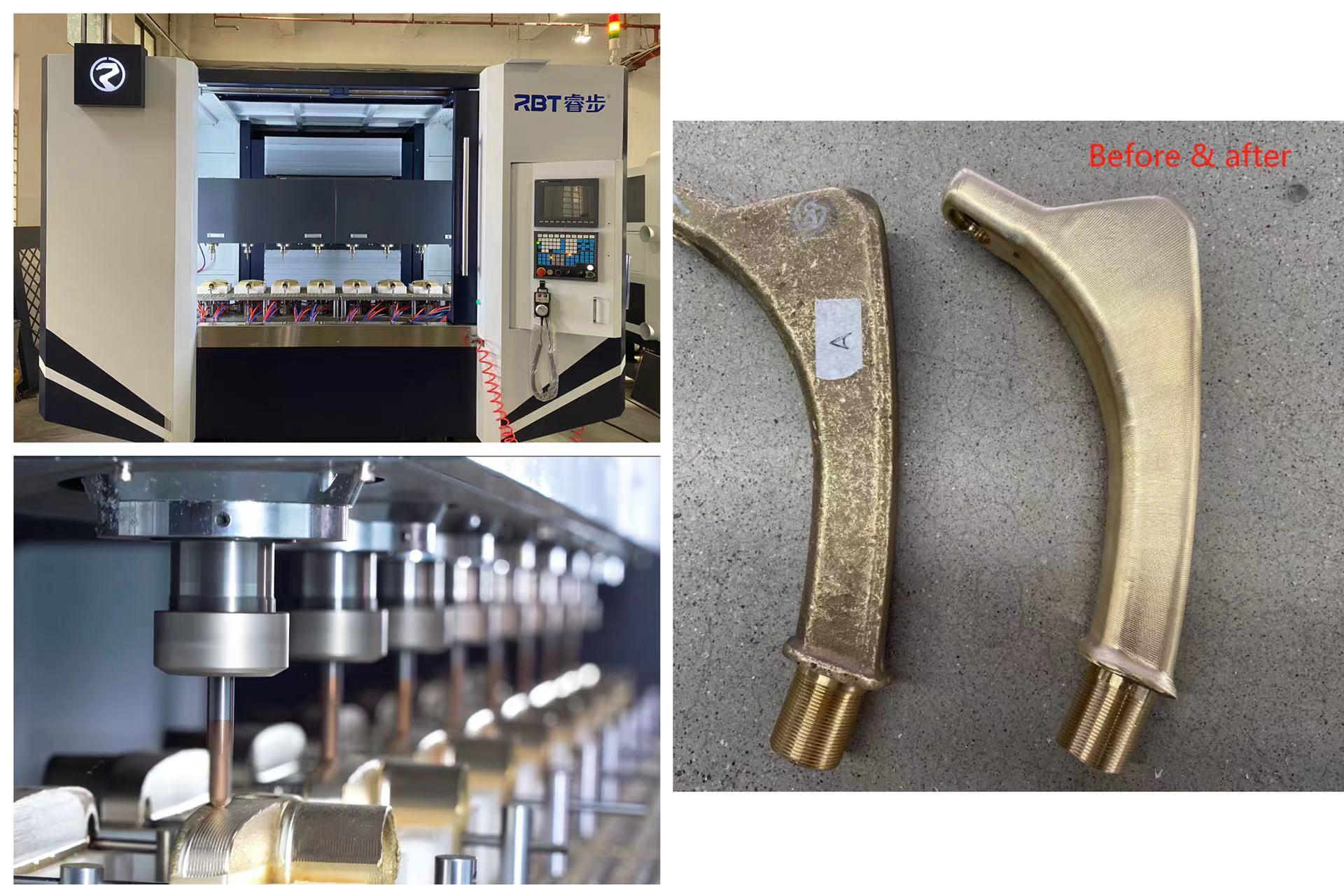 Máquina peladora y rectificadora CNC de 8 husillos para producción de grifos 